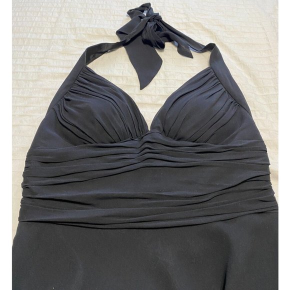 White House Black Market - Black Silk Tie-Halter Dress - Size: 6 - Picture 2 of 5
